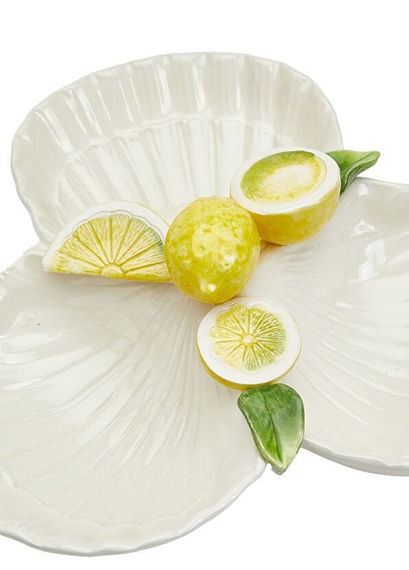 AnnaLuma Beyaz Kesik Limon Detaylı 3 Bölmeli Tabak