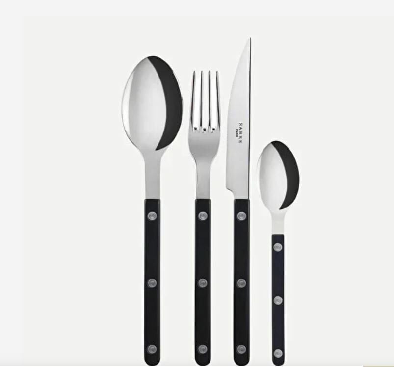 Siyah 18-10 Paslanmaz Çelik Çatal Bıçak Takımı 24 Parça Bistro Collection by Sabre