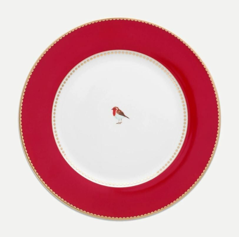 Kırmızı Porselen Yemek Tabağı 26,5 Cm Love Birds Collection by Pip Studio