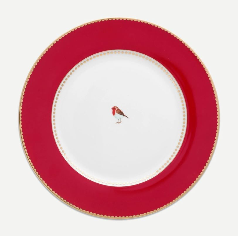 Kırmızı Porselen Yemek Tabağı 26,5 Cm Love Birds Collection by Pip Studio