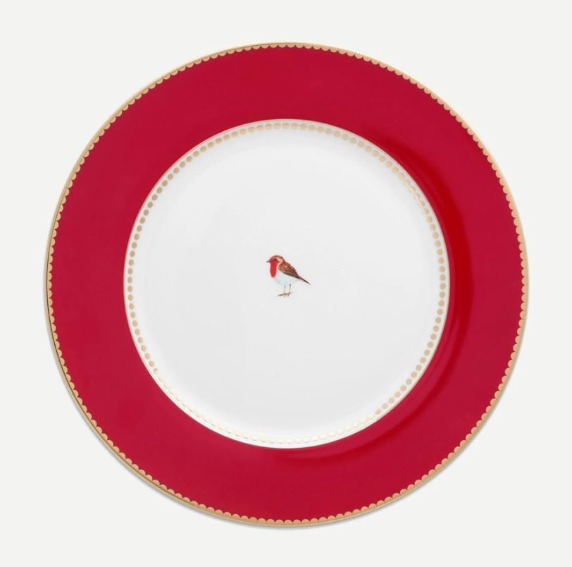 Kırmızı Porselen Yemek Tabağı 26,5 Cm Love Birds Collection by Pip Studio