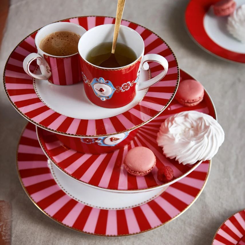 Kırmızı Pembe Porselen Yemek Tabağı 26,5 Cm Love Birds Collection by Pip Studio
