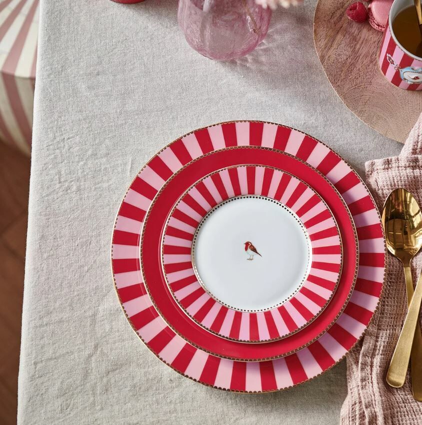 Kırmızı Pembe Porselen Yemek Tabağı 26,5 Cm Love Birds Collection by Pip Studio