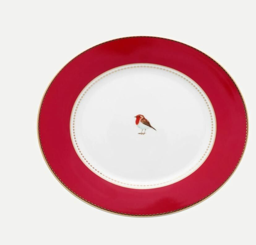 Kırmızı Porselen Pasta Tabağı 17 Cm Love Birds Collection by Pip Studio