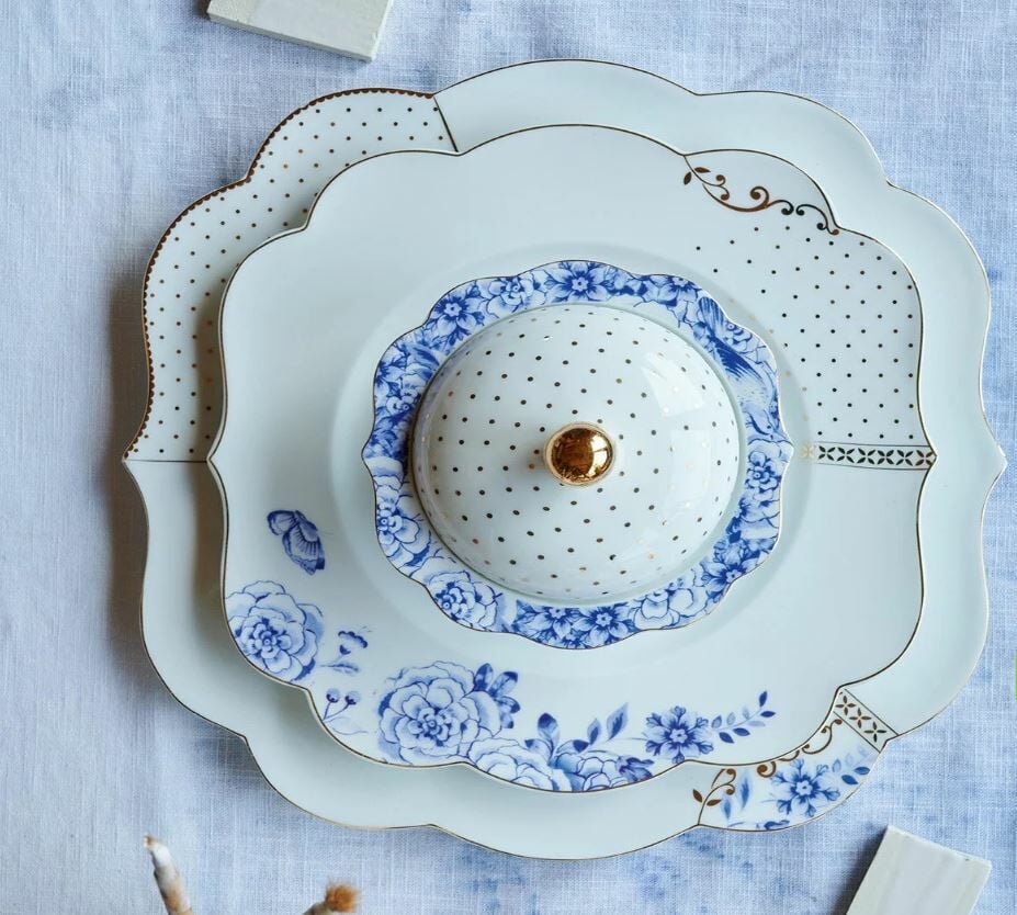 Mavi Beyaz Porselen Yemek Tabağı 28 Cm Royal White Collection by Pip Studio