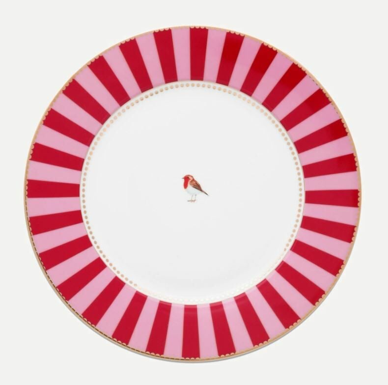 Kırmızı Pembe Porselen Pasta Tabağı 17 Cm Love Birds Collection by Pip Studio
