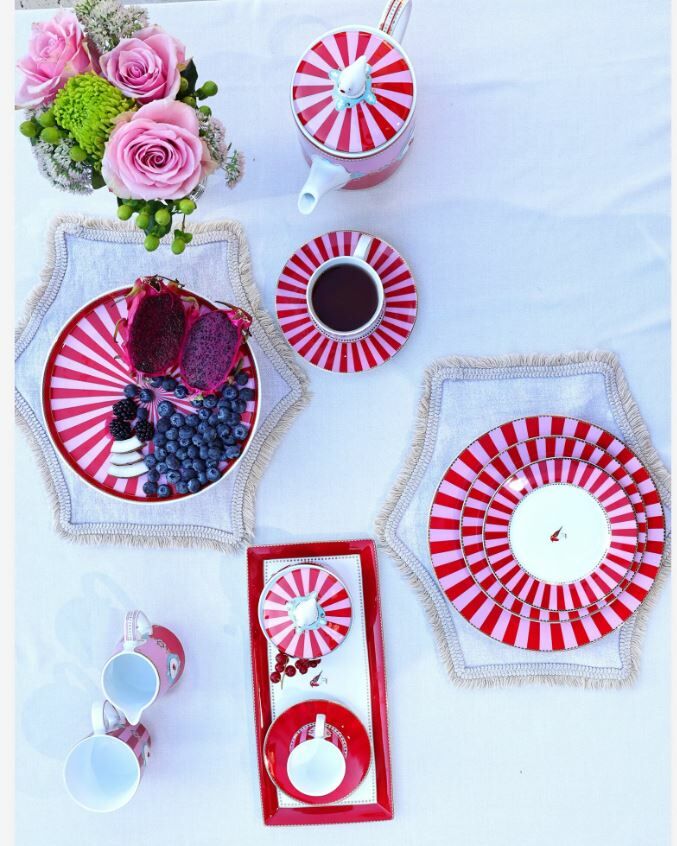 Kırmızı Pembe Porselen Pasta Tabağı 17 Cm Love Birds Collection by Pip Studio