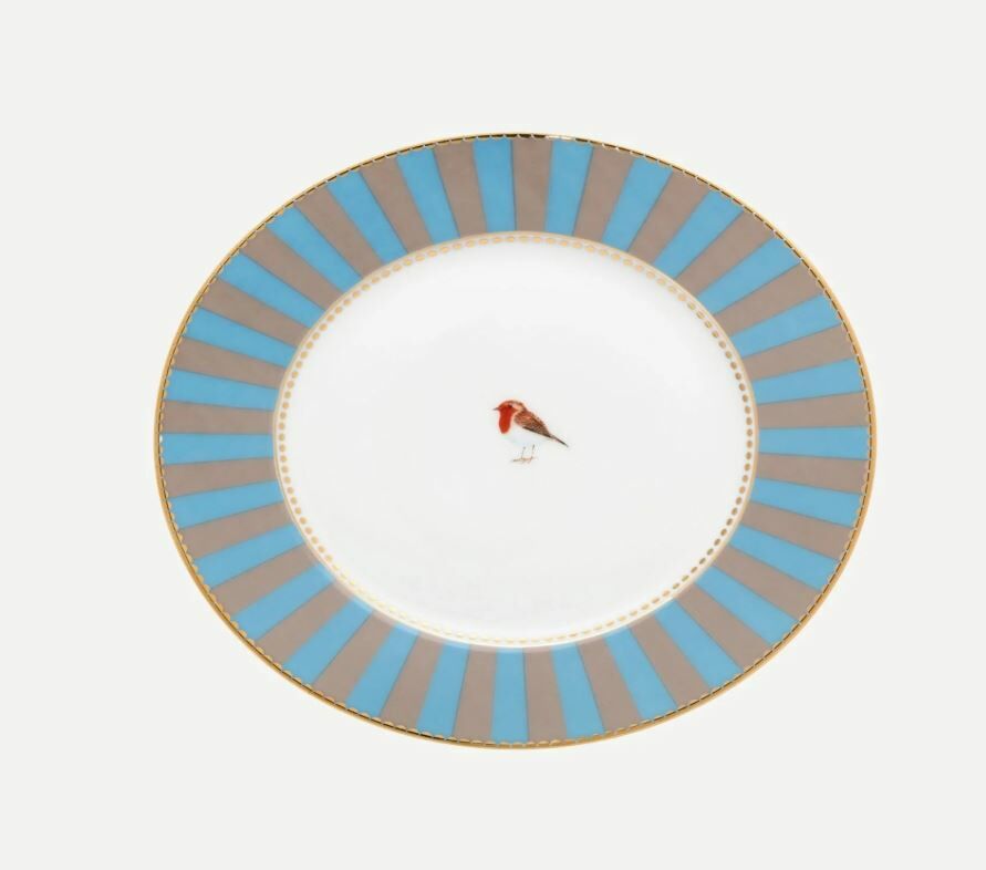 Mavi Haki Porselen Pasta Tabağı 17 Cm Love Birds Collection by Pip Studio