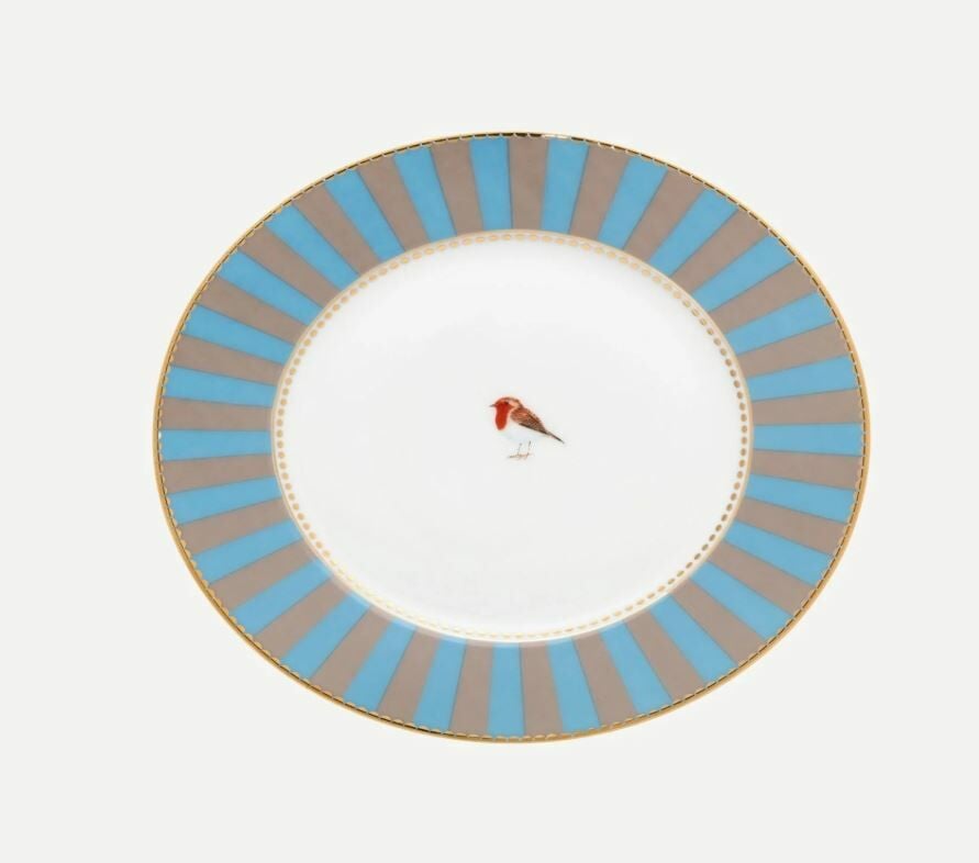 Mavi Haki Porselen Pasta Tabağı 17 Cm Love Birds Collection by Pip Studio