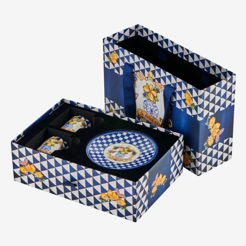 Mavi Porselen Kahve Fincan Seti 110 Ml Capri Collection by Chiara Alessi