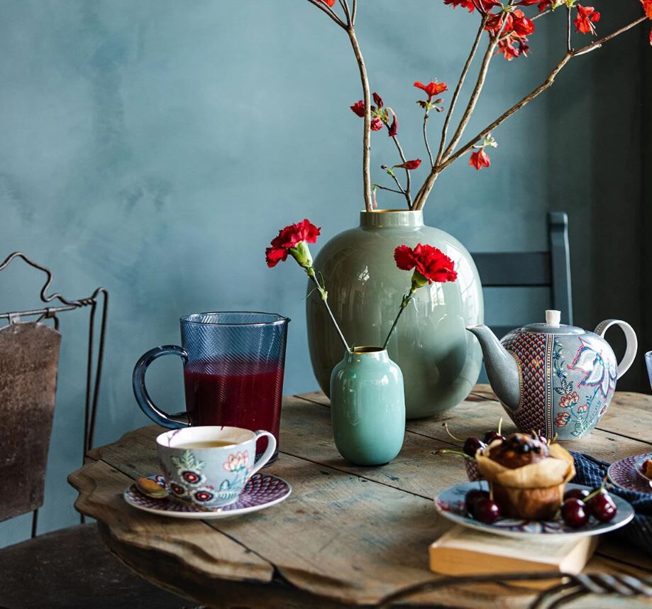 Mavi Porselen Petit Four Tabağı 12 Cm Flower Festival Collection by Pip Studio