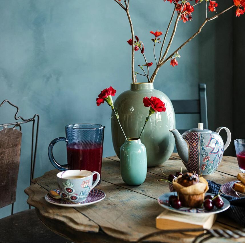 Mavi Porselen Pasta Tabağı 17 Cm Flower Festival Collection by Pip Studio