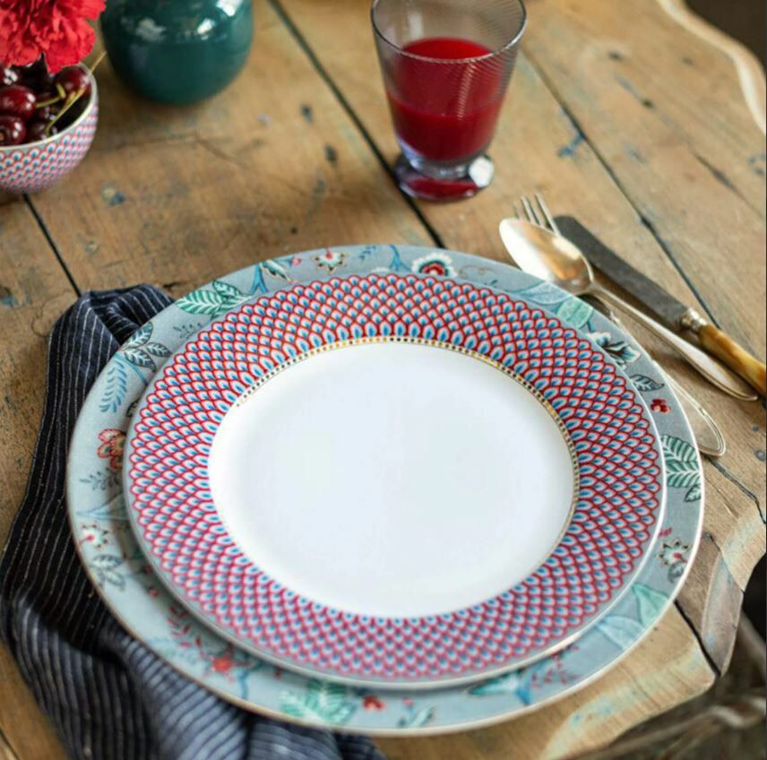 Mavi Porselen Yemek Tabağı 26,5 Cm Flower Festival Collection by Pip Studio