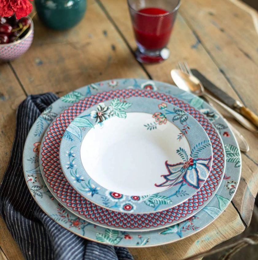 Mavi Porselen Çukur Tabak 21,5 Cm Flower Festival Collection by Pip Studio