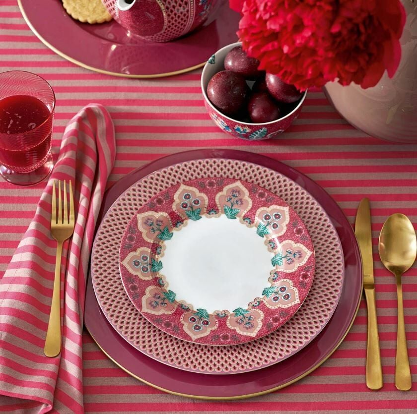 Kırmızı Porselen Yemek Tabağı 26,5 Cm Flower Festival Collection by Pip Studio