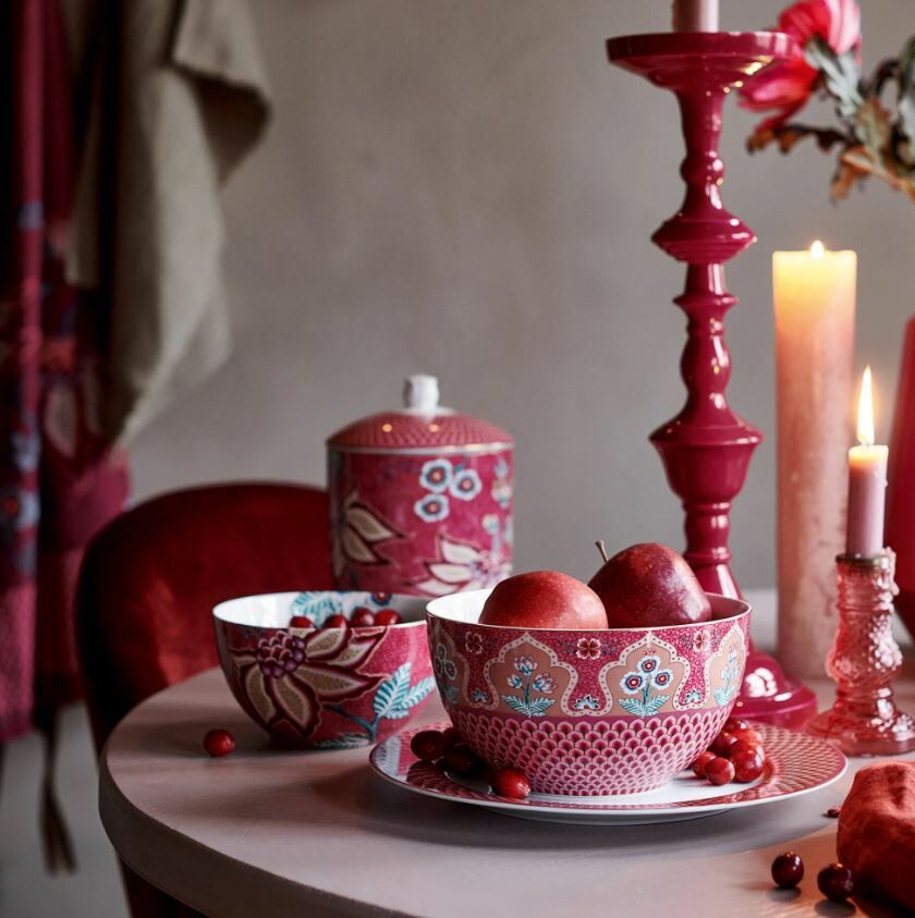 Kırmızı Porselen Yemek Tabağı 26,5 Cm Flower Festival Collection by Pip Studio