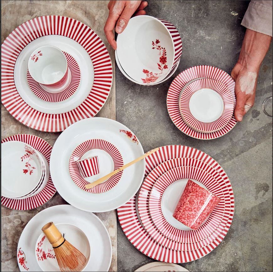 Pembe Porselen Pasta Tabağı 17 Cm Royal Stripes Collection by Pip Studio