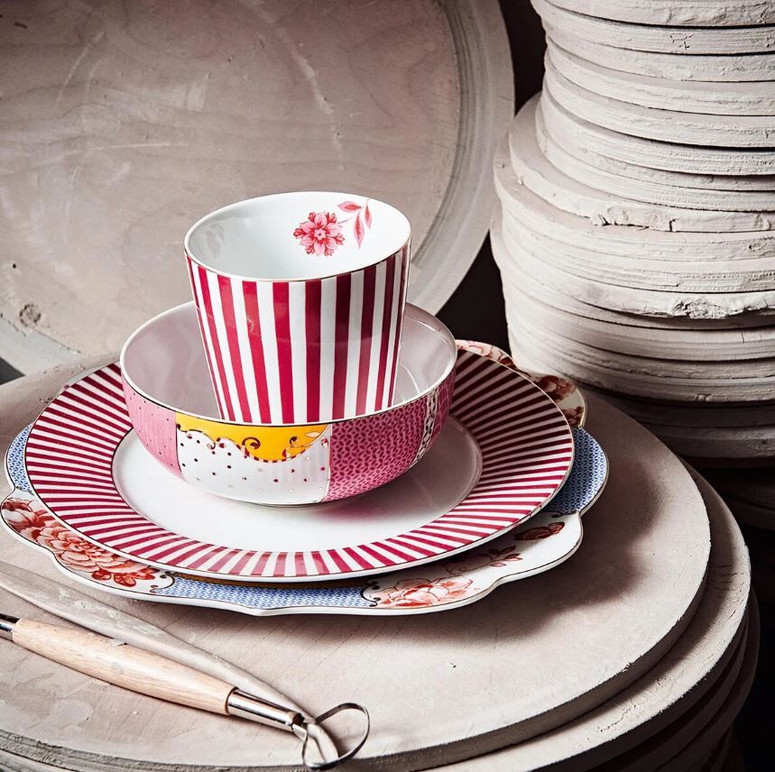 Pembe Porselen Pasta Tabağı 17 Cm Royal Stripes Collection by Pip Studio