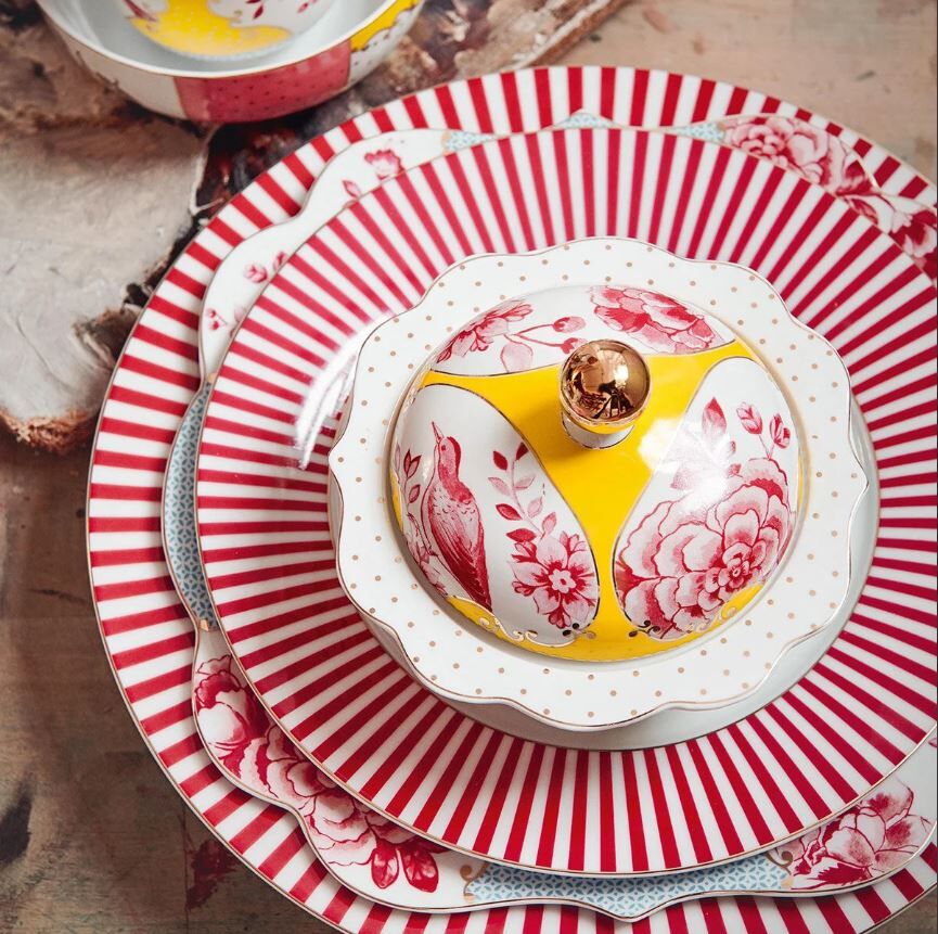 Pembe Porselen Pasta Tabağı 17 Cm Royal Stripes Collection by Pip Studio