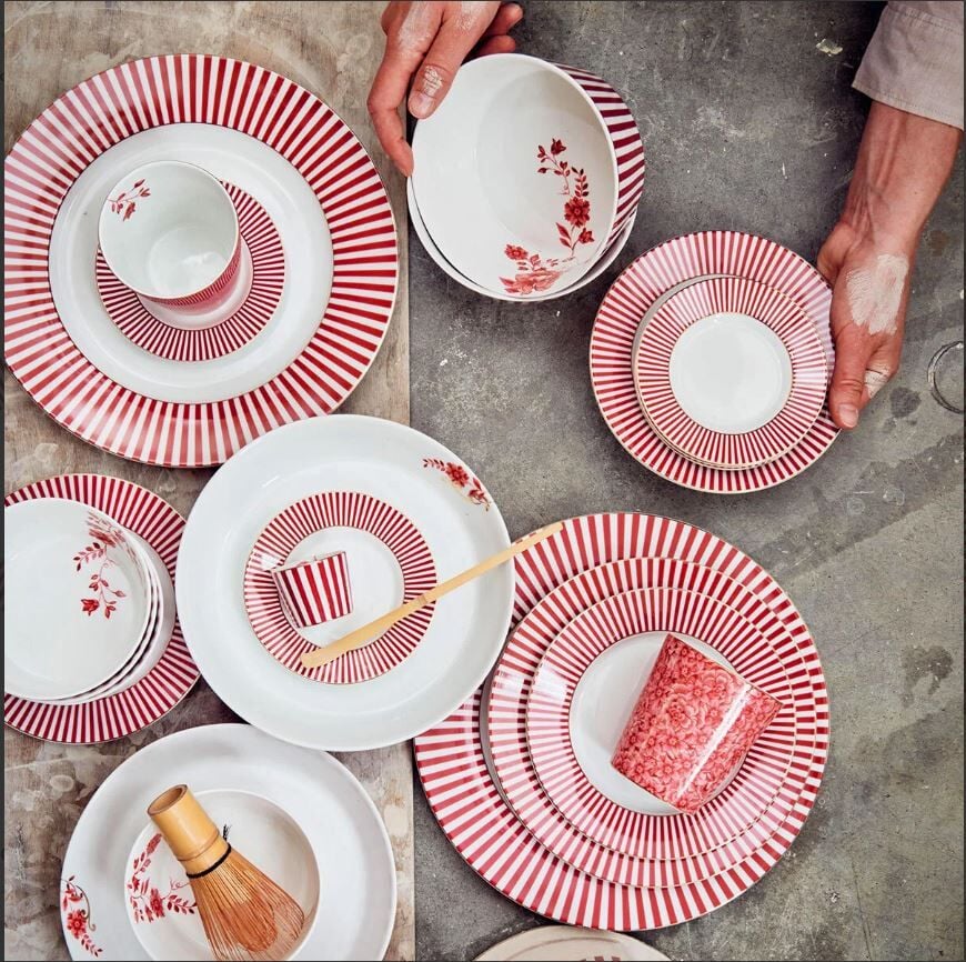 Pembe Porselen Yemek Tabağı 26,5 Cm Royal Stripes Collection by Pip Studio