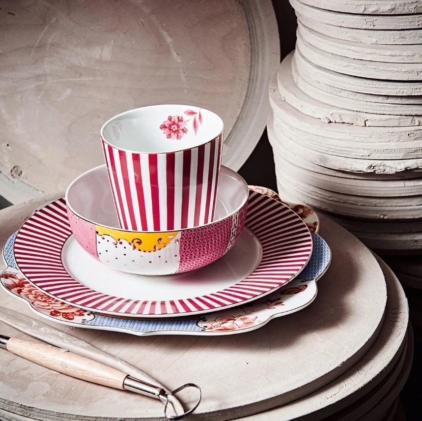 Pembe Porselen Yemek Tabağı 26,5 Cm Royal Stripes Collection by Pip Studio