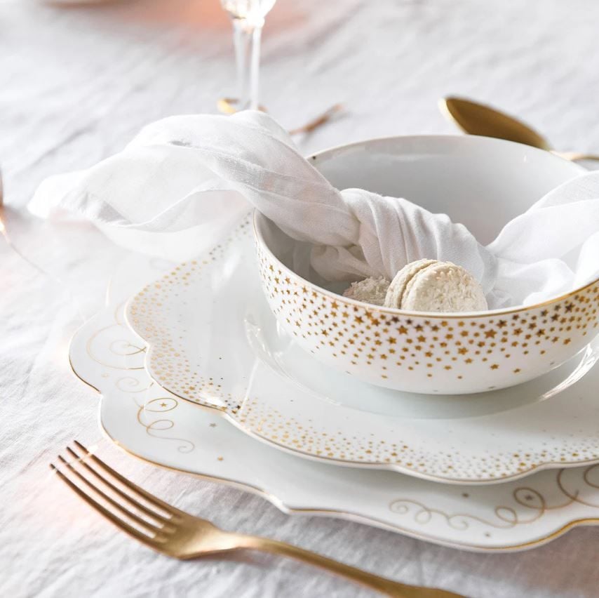 Beyaz Porselen Çukur Tabak 23,5 Cm Royal Gold White Collection by Pip Studio