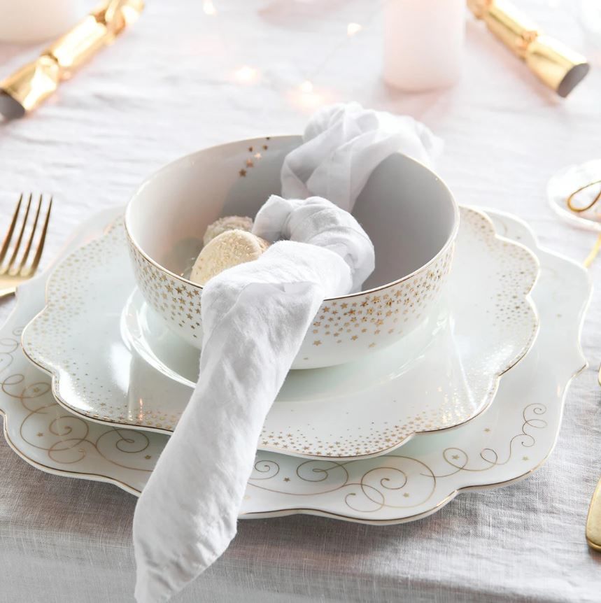 Beyaz Porselen Çukur Tabak 23,5 Cm Royal Gold White Collection by Pip Studio