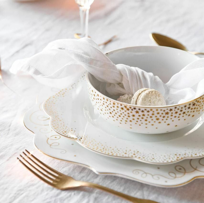 Beyaz Porselen Yemek Tabağı 28 Cm Royal Gold White Collection by Pip Studio