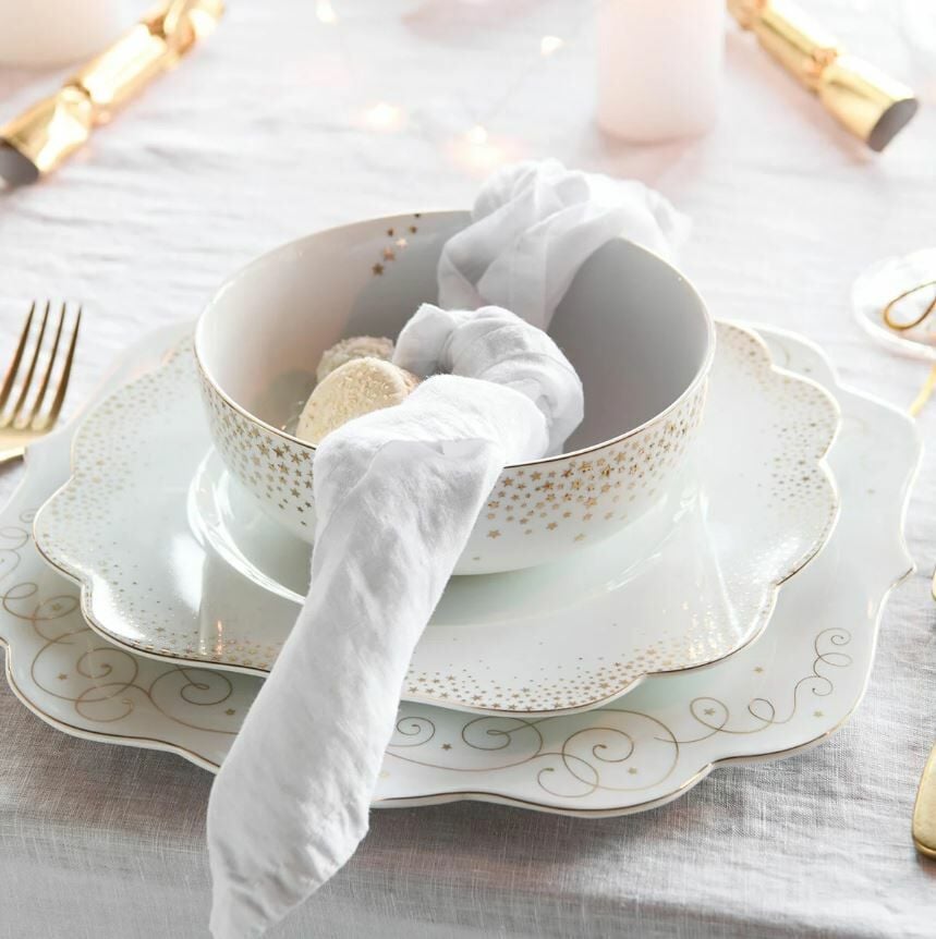 Beyaz Porselen Yemek Tabağı 28 Cm Royal Gold White Collection by Pip Studio