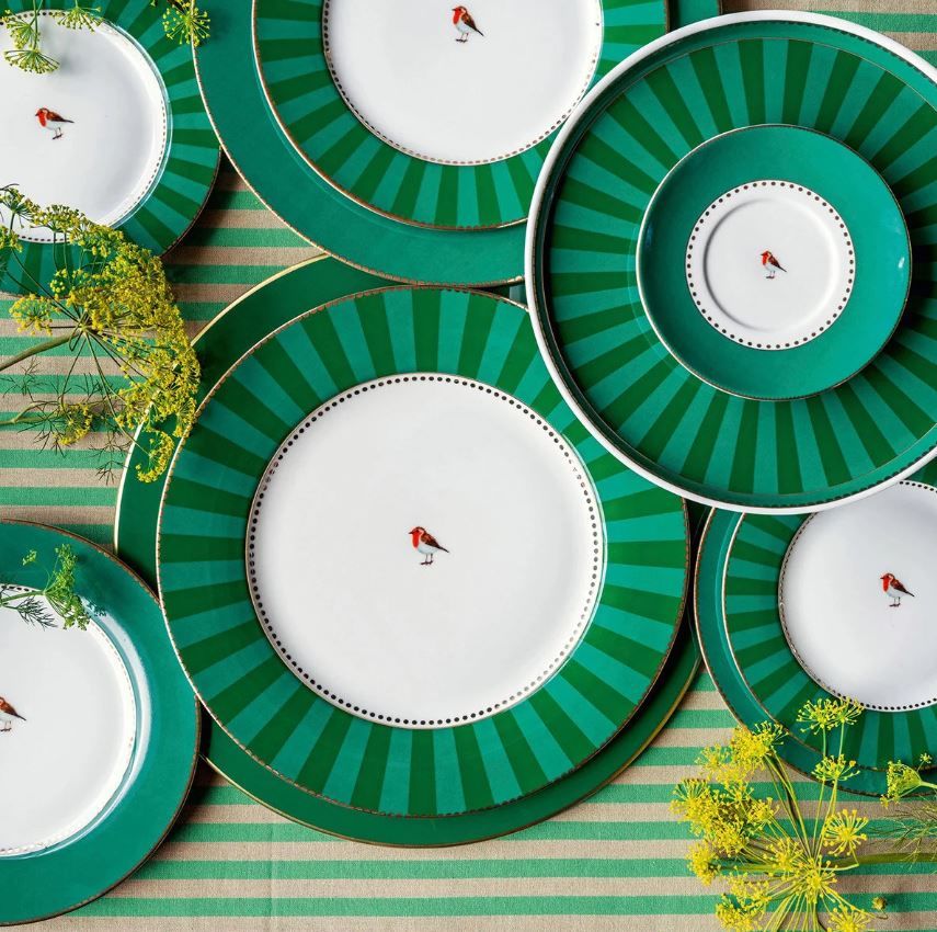 Yeşil Porselen Kahvaltı Tabağı 21 Cm Love Birds Collection by Pip Studio