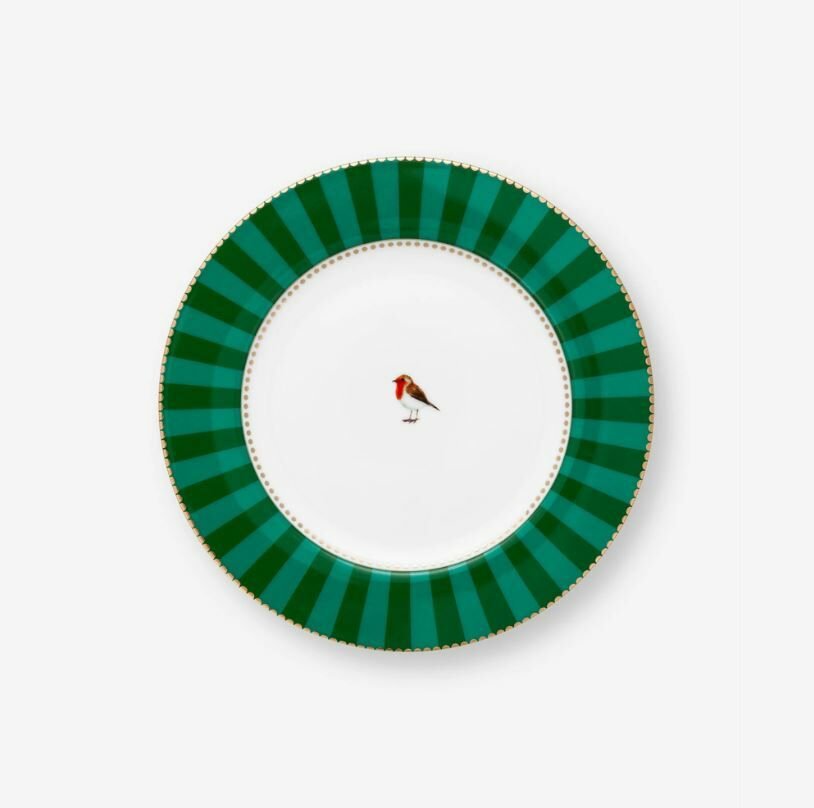 Yeşil Porselen Yemek Tabağı 26,5 Cm Love Birds Collection by Pip Studio