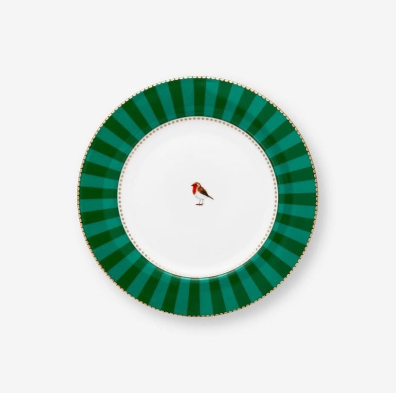 Yeşil Porselen Yemek Tabağı 26,5 Cm Love Birds Collection by Pip Studio