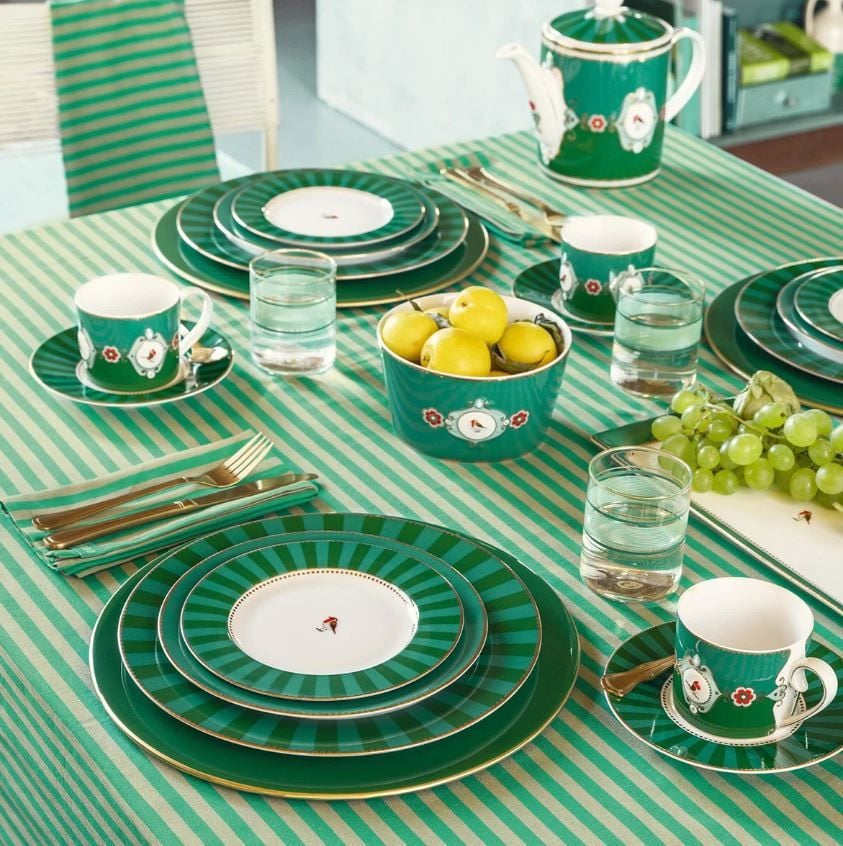 Yeşil Porselen Yemek Tabağı 26,5 Cm Love Birds Collection by Pip Studio