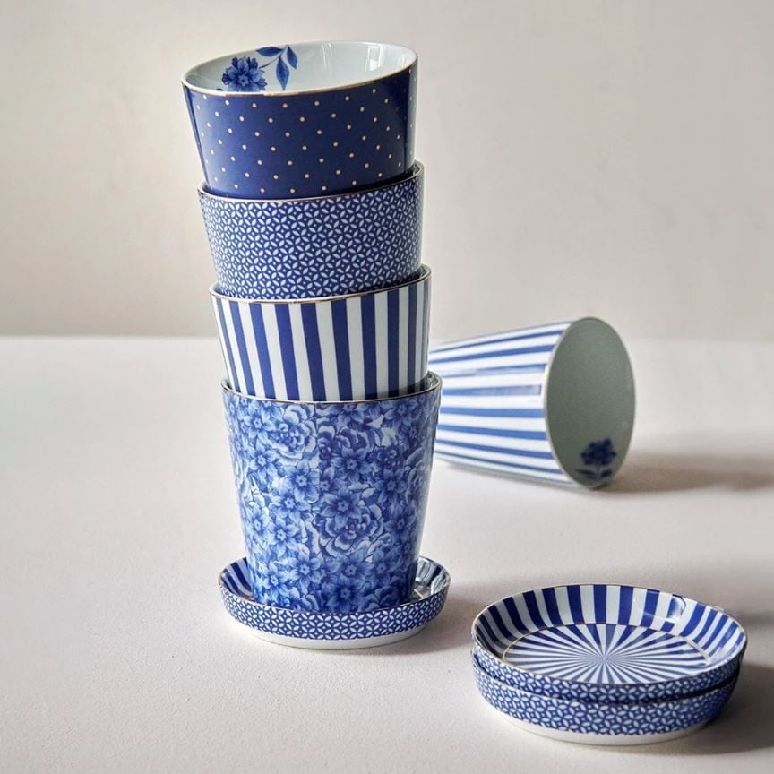 Mavi Porselen Latte Bardağı 230 Ml Royal Stripes Collection by Pip Studio