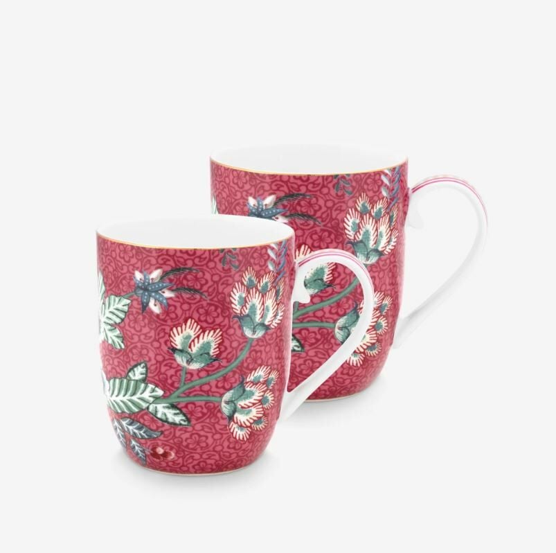 Kırmızı Porselen Kupa Seti 145 Ml Flower Festival Collection by Pip Studio