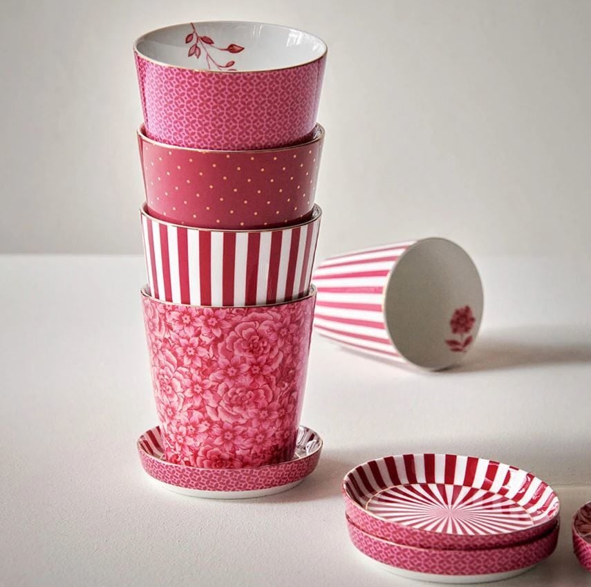 Pembe Porselen Latte Bardağı 230 Ml Royal Stripes Collection by Pip Studio