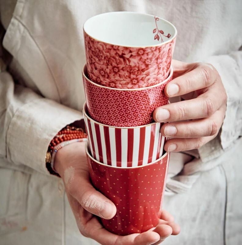 Pembe Porselen Latte Bardağı 230 Ml Royal Stripes Collection by Pip Studio