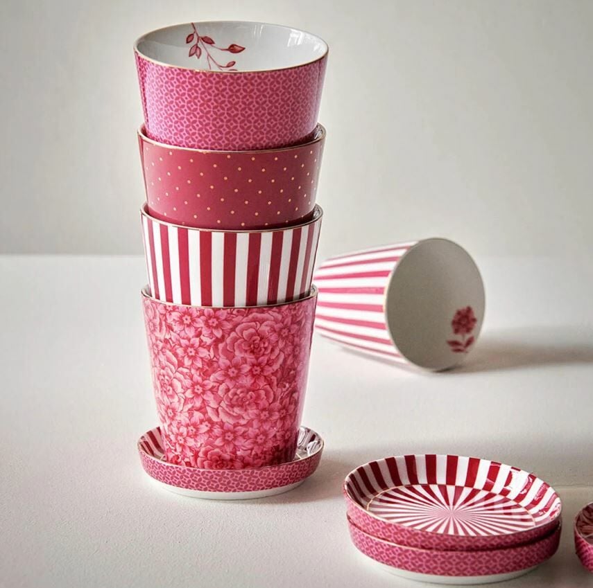 Pembe Porselen Latte Bardağı 230 Ml Royal Stripes Collection by Pip Studio