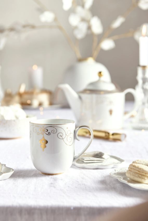 Beyaz Porselen Kupa 325 Ml Royal Gold White Collection by Pip Studio