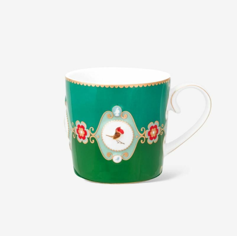 Yeşil Porselen Kupa 150 Ml Love Birds Collection by Pip Studio