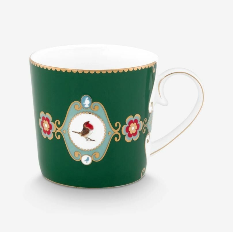 Koyu Yeşil Porselen Kupa 150 Ml Love Birds Collection by Pip Studio