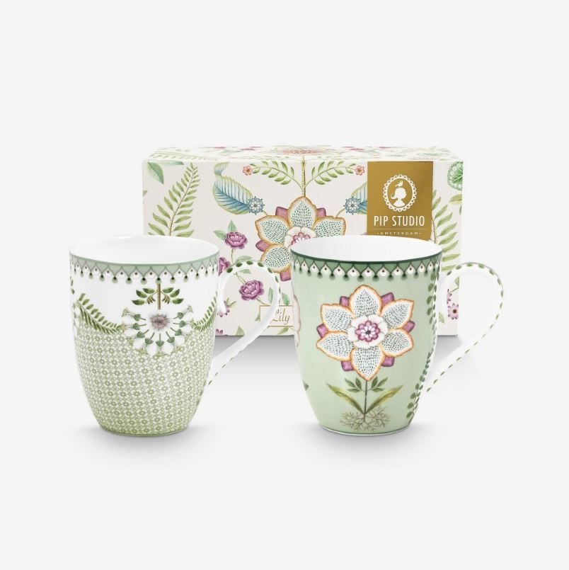 Yeşil Porselen Kupa 350 Ml Lily & Lotus Collection by Pip Studio