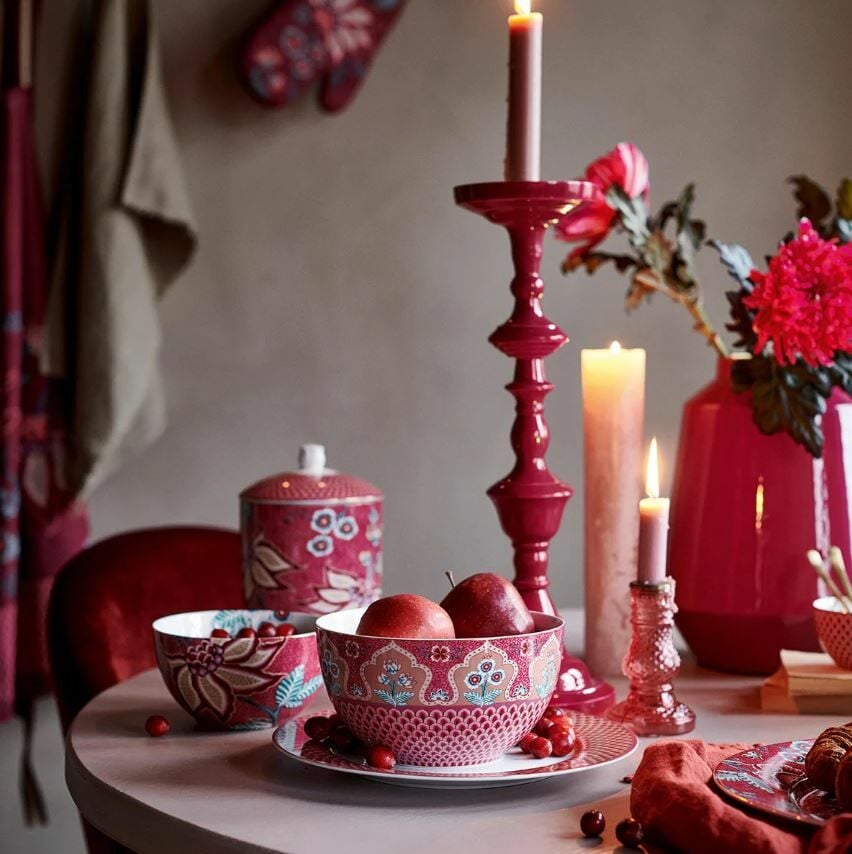 Kırmızı Porselen Kase 15 Cm Flower Festival Collection by Pip Studio