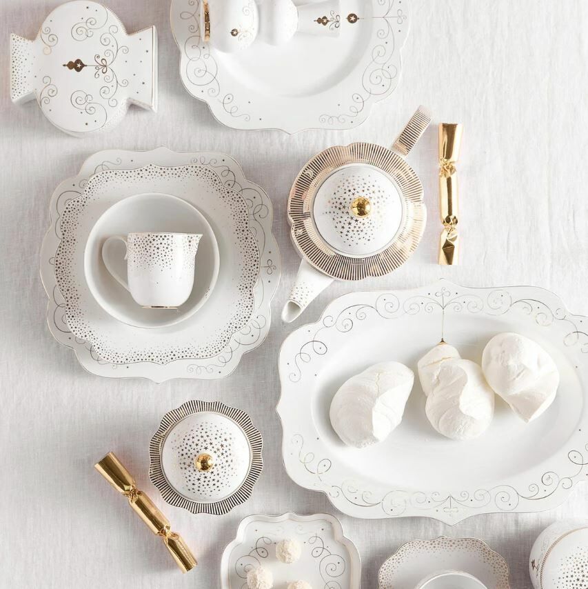 Beyaz Porselen Salata Kasesi 15 Cm Royal Gold White Collection by Pip Studio