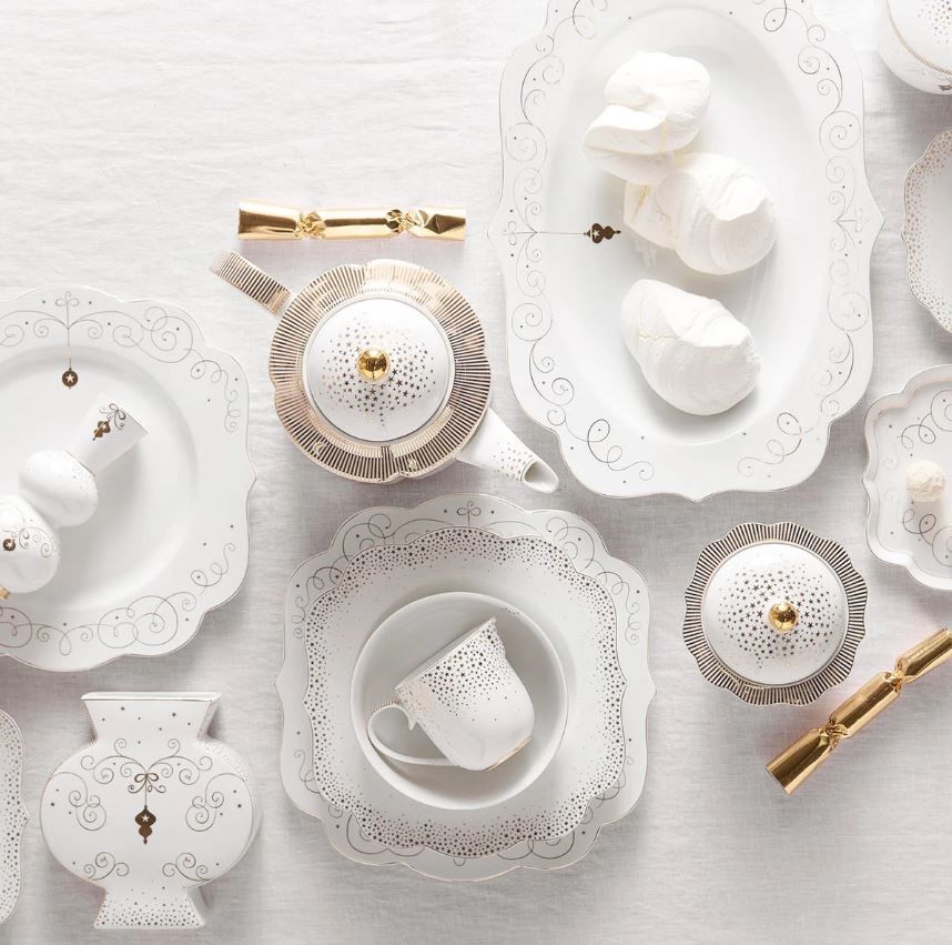 Beyaz Porselen Salata Kasesi 15 Cm Royal Gold White Collection by Pip Studio