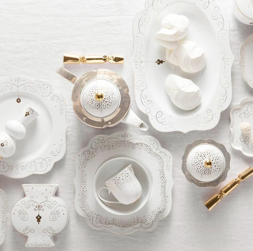 Beyaz Porselen Salata Kasesi 15 Cm Royal Gold White Collection by Pip Studio