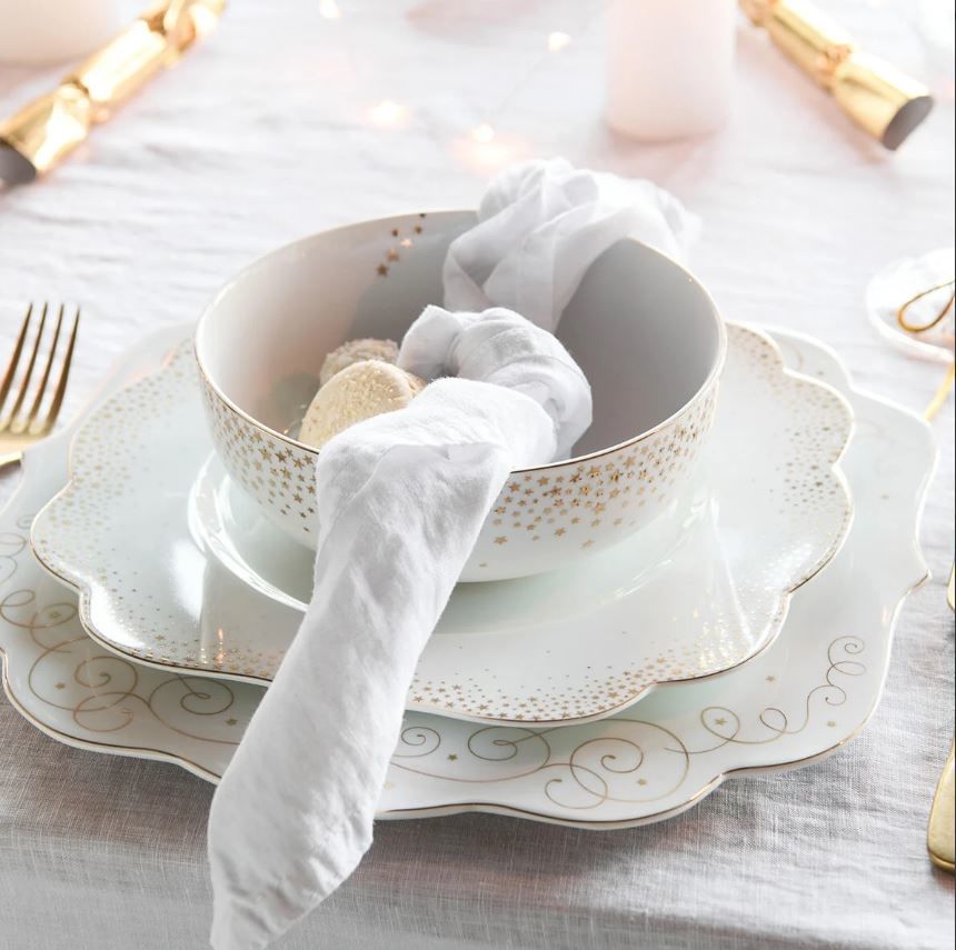 Beyaz Porselen Salata Kasesi 15 Cm Royal Gold White Collection by Pip Studio