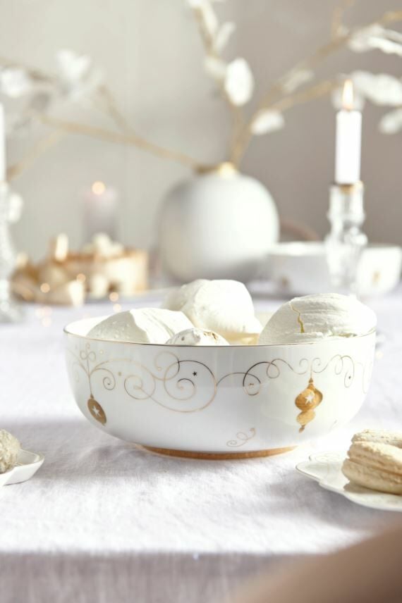 Beyaz Porselen Servis Kasesi 23 Cm Royal Gold White Collection by Pip Studio