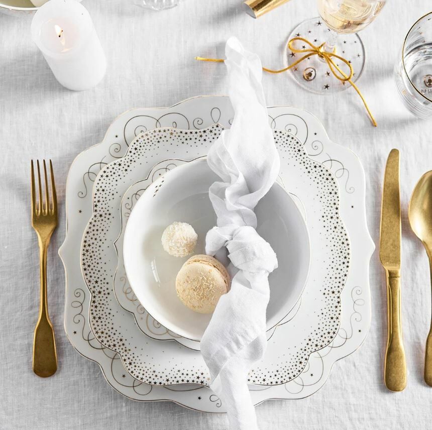 Beyaz Porselen Servis Kasesi 23 Cm Royal Gold White Collection by Pip Studio