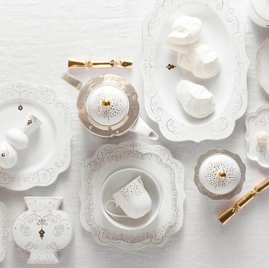 Beyaz Porselen Servis Kasesi 23 Cm Royal Gold White Collection by Pip Studio